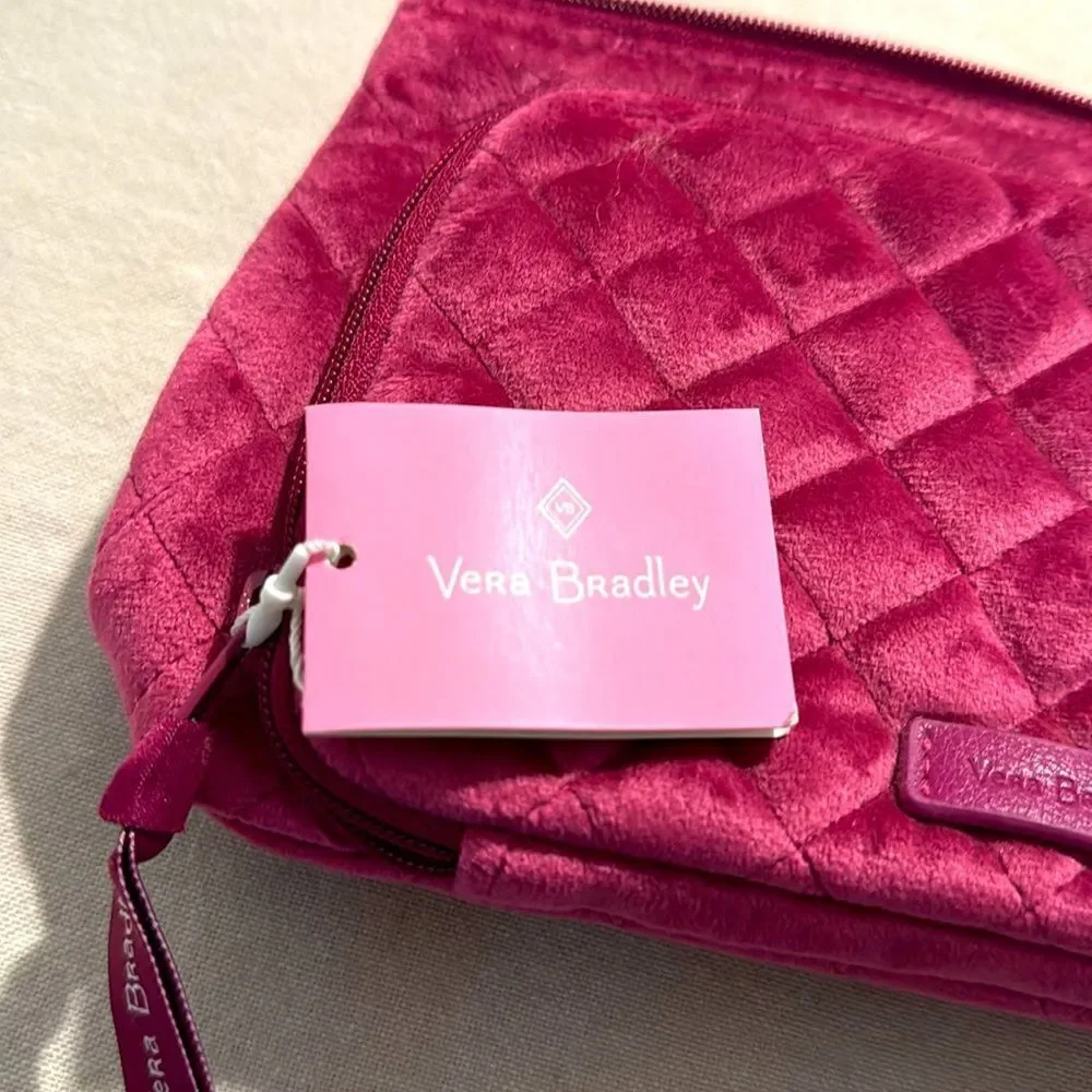 Vera Bradley Majestic Magenta Quilted Velvet Compact Organizer Makeup Bag NEW